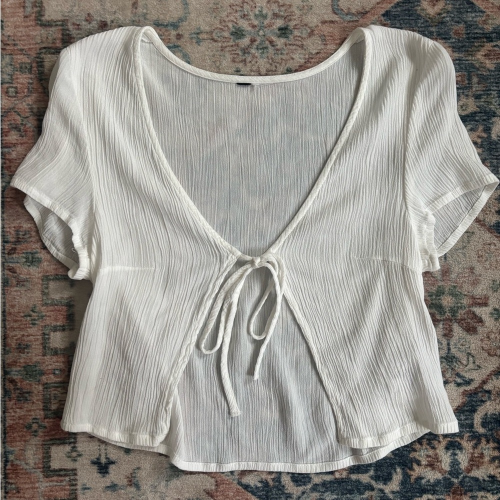 White Tie-Front Top